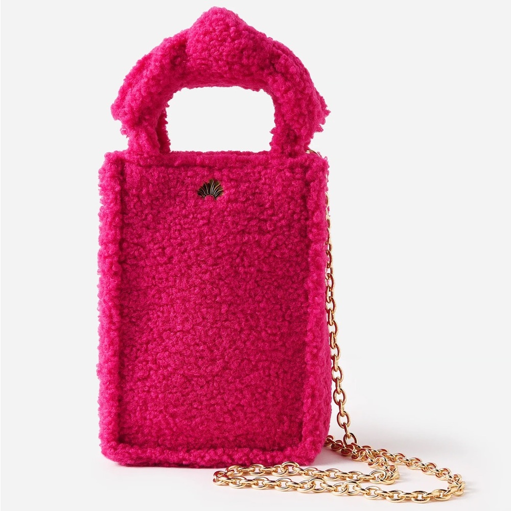 Lele Sadoughi Pink Polly Bow Sherpa Crossbody Bag
